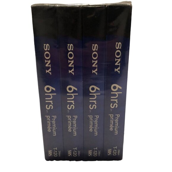NEW SONY VHS CASSETTE TAPES SEALED SET OF 4 PREMIUM 6HRS T120 VR 246m - Picture 2 of 3